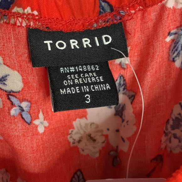 Women’s Plus Size Torrid Floral Ruffle Babydoll Top, 3/3X, Red/Floral - Picture 4 of 8